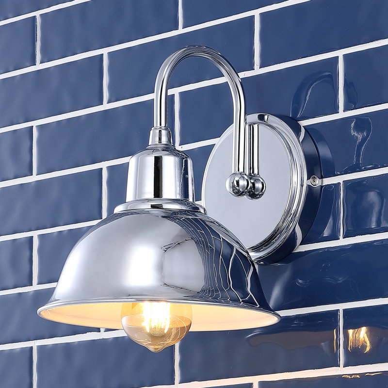  Palombo Farmhouse Industrial Iron LED Vanity, Chrome, 1