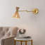 Applique murale à bras pivotant à DEL en métal et en rotin 1 lumière Mid-Century Acacio 25 po avec chaînette Acacio-1441879952