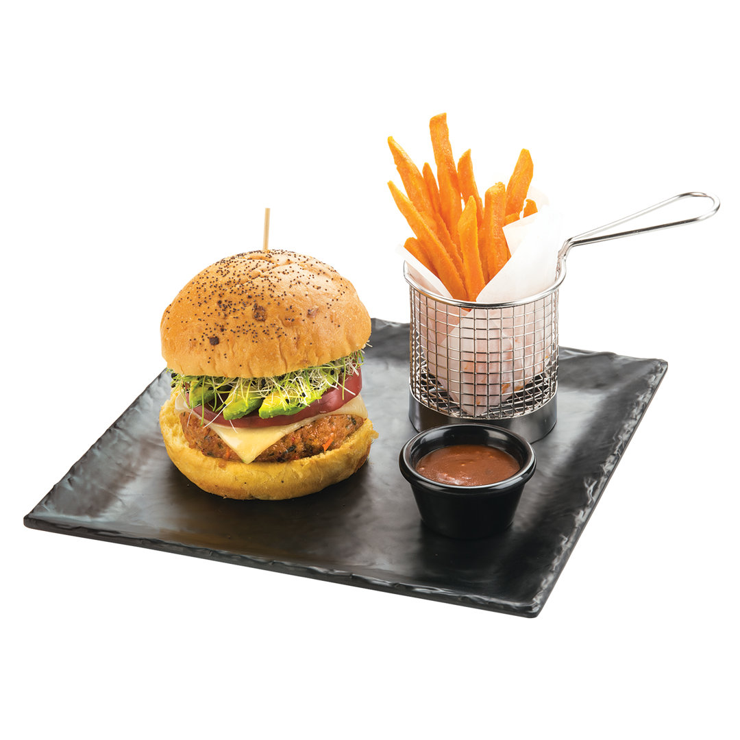 Faux Slate 11 1/2" Square Platter With Raised Rim Cal-Mil