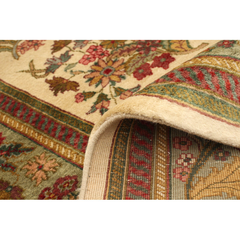 Tapis ivoire/brun en laine noué à la main Gorney