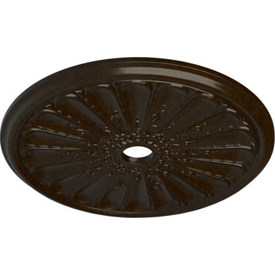 Médaillon de plafond traditionnel Endurathane, DE 31 1/2 po x P 2 1/2 po (convient aux auvents jusqu'à 8 1/4 po), finition cuivre poli peint à la main