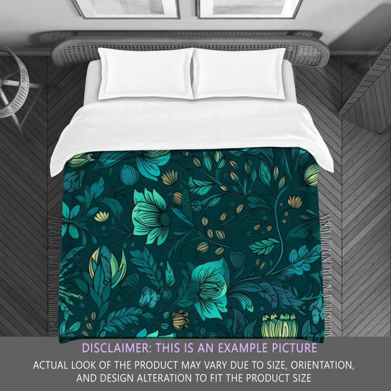 Machine Printed Comforter, Twin Extra Long Comforter, Blue/Green Floral