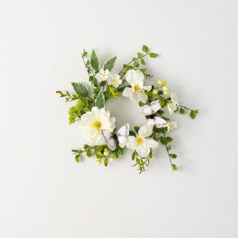 Couronne de botanique artificielle Dahlia, L 10,5 po x H 10,5 po x P 3,5 po