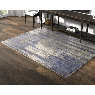 Tapis gris / bleu fait à la main Billy-James