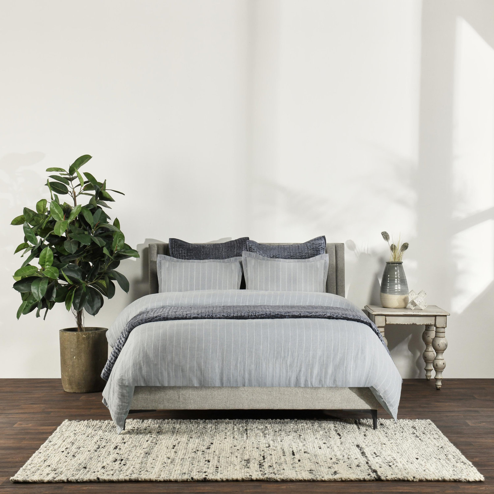 Tasmin Linen Duvet Cover, King Duvet Cover, Sea Fog Blue