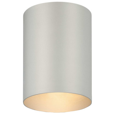 Rangeworthy 1-Light Indoor or Outdoor Silver Gray Aluminum Flush Mount Cylinder Ceiling Fixture