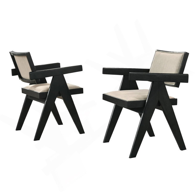 Ensemble de 2 fauteuils de salle à manger avec siège rembourré beige