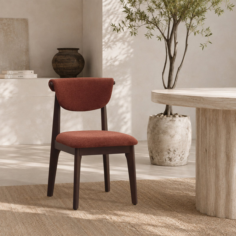 Chaise d'appoint de salle à manger rembourrée en bois, Terracotta
