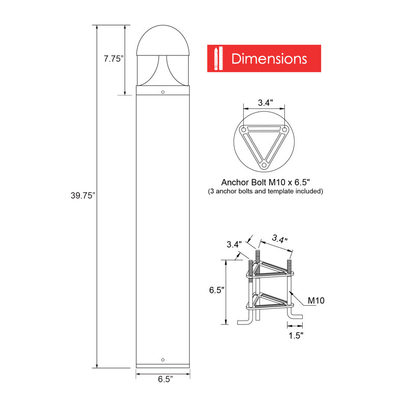 Bronze LED Pathway Bollard Light with Clear Plastic Lens
