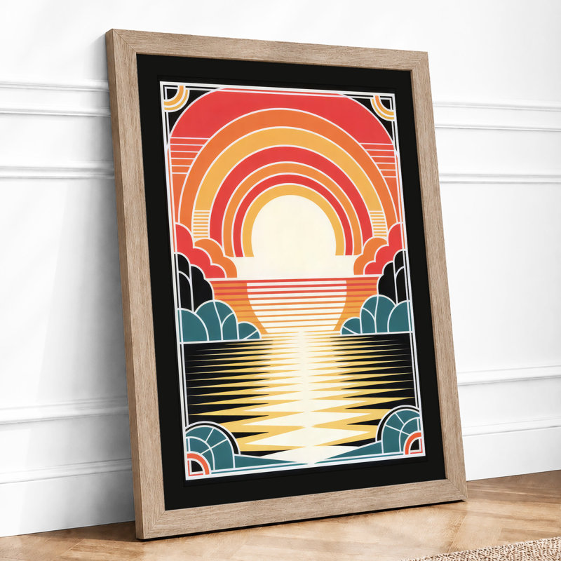 Sunrise Art Deco - Framed Print, A3 - 42.0 x 29.7 cm, Oak