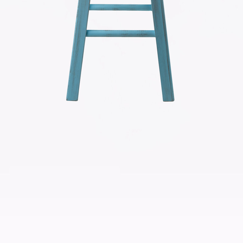 Chasteen Four Leg Counter Stool in Brown and Light Blue, 24.01'' H X 13.20'' W X 13.20'' D, Light Blue