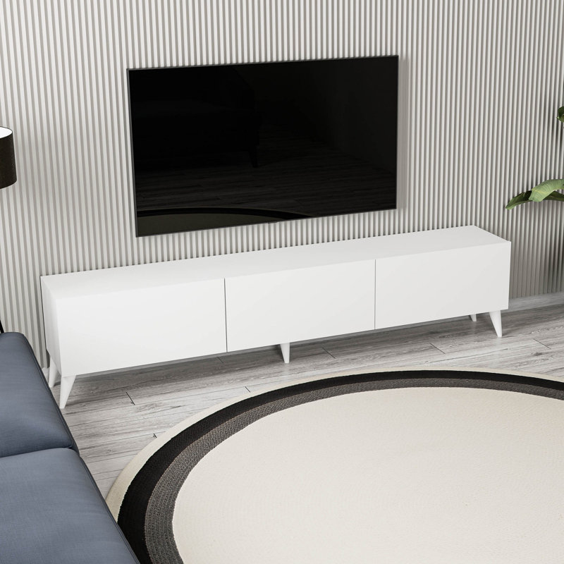 Meuble télé moderne, blanc, 70,9 po x 17,6 po x 12,5 po | Panneau de particules 100% mélaminé, conception murale avec nombreuses tablettes | Solution de rangement élégante et fonctionnelle pour le salon et les espaces de divertissement