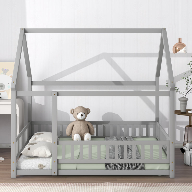 McElhattan Canopy Bed Kids Bed , Gray, Twin