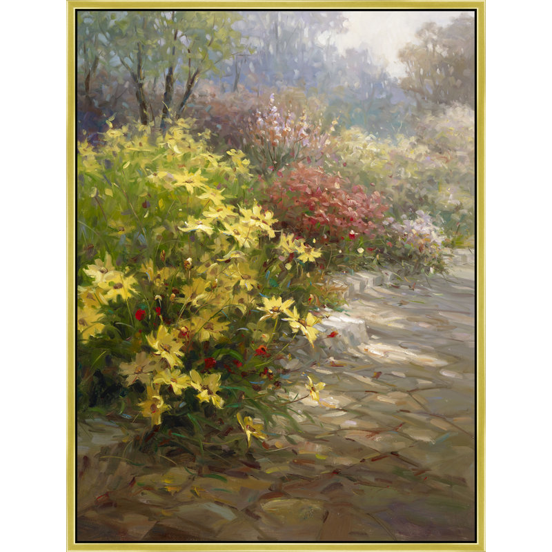 «Blossoms le long de la marche en pierre», H 42 po x l 32 po, Doré