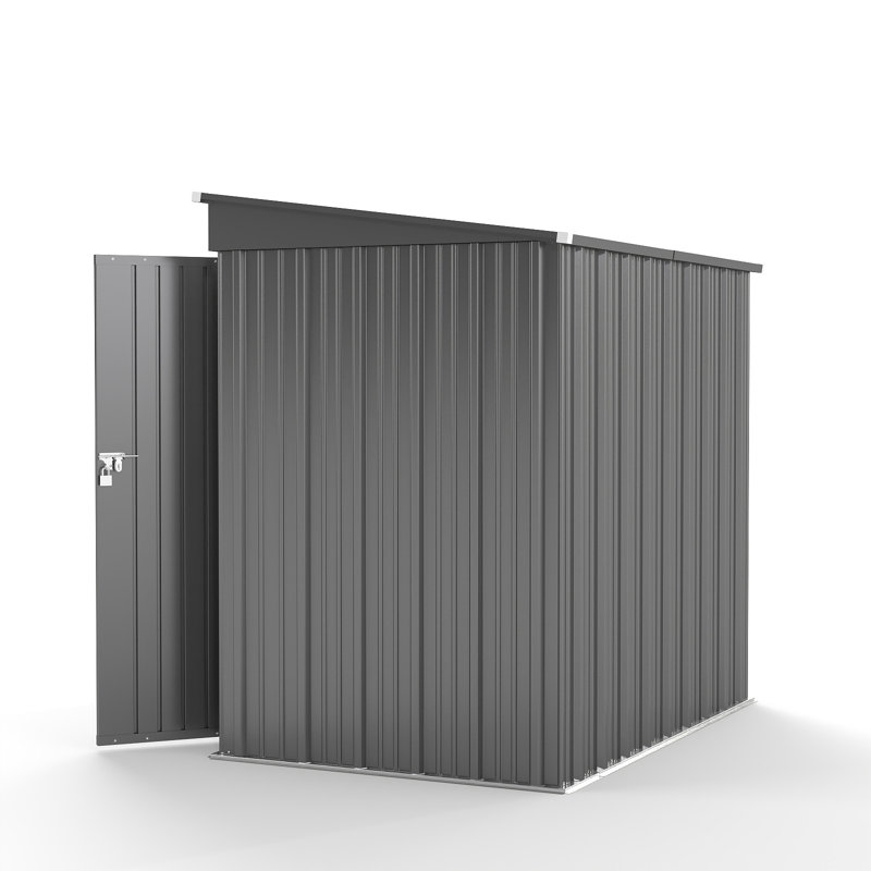 Aiho 6 ft. W X 4 ft. D Galvanized Steel Horizontal Storage Shed, Grey