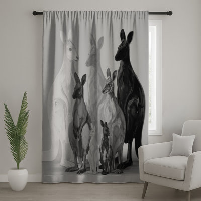 Group of Kangaroos Window Rideaux, Kangaroo Sheer & Blockout Rideaux - 1 panneau