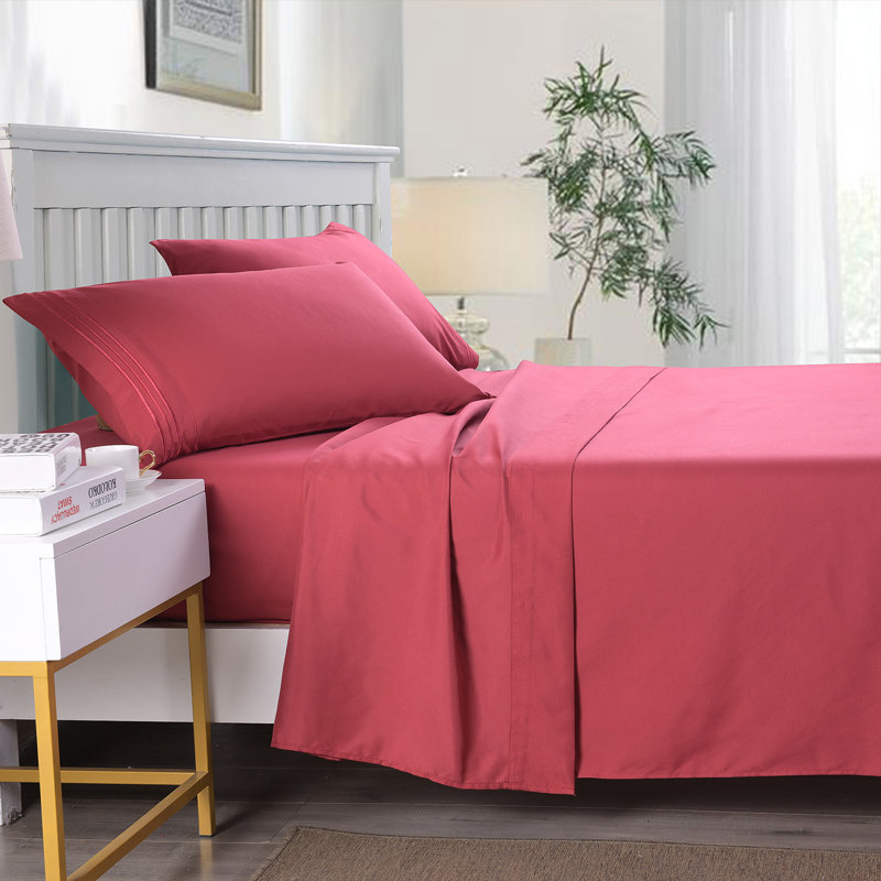 Ensemble de draps WF-BSS4-E, Ensemble de draps pour lit simple + drap-housse +, Bourgogne