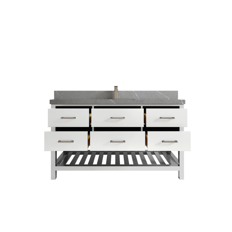 Ensemble de meuble-lavabo simple 60 po Parker, Gris Piatra