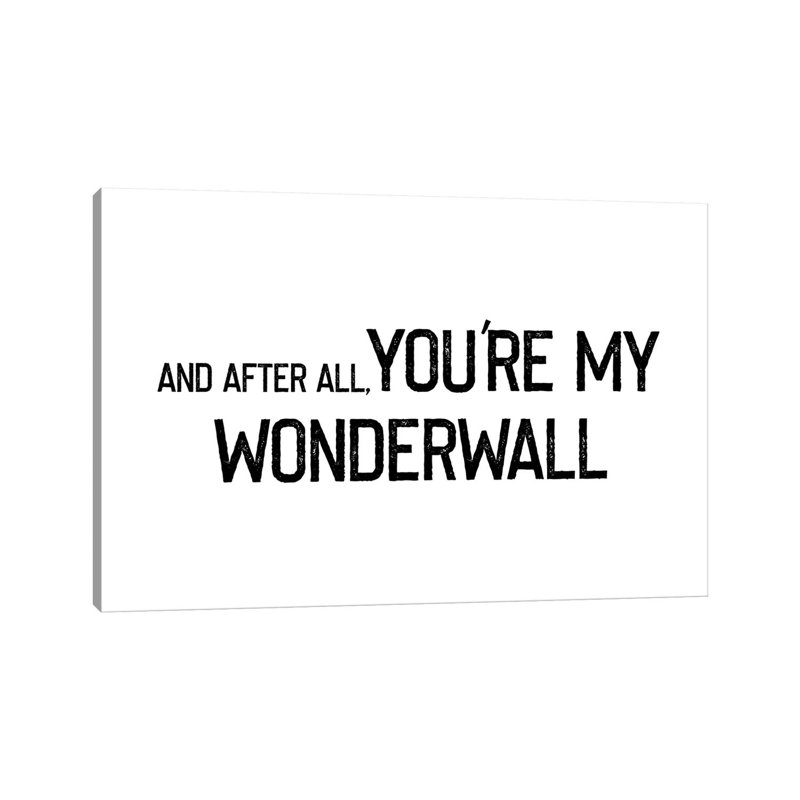« Wonderwall », impression d’art textuel, Pas de tapis, H 40 po x l 60 po x 1,5 po, Toile tendue