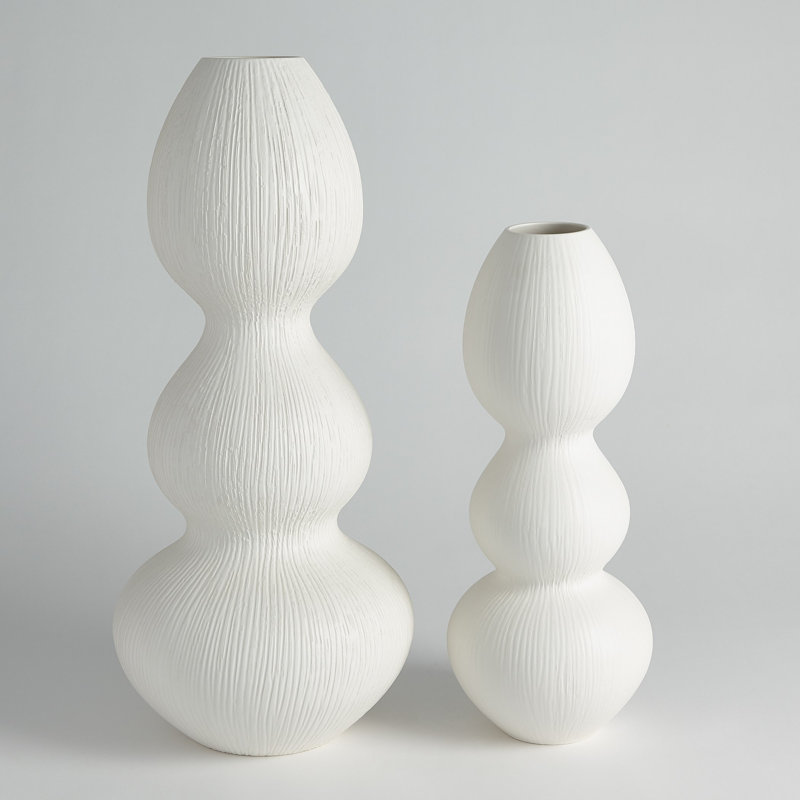 Handcrafted Table Vase, 20.25" H x 8" W x 8" D, Matte White