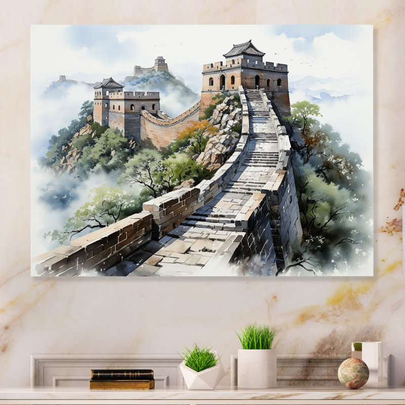 Grande muraille de Chine, sérénité 5 - Art mural en métal de la Chine, MT132601, H 24 po x l 32 po x P 1 po