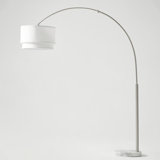 Mason 81 in. Modern Adjustable LED Arched Standing Floor Lamp with Fabric Drum Shade and Weighted Marble Base