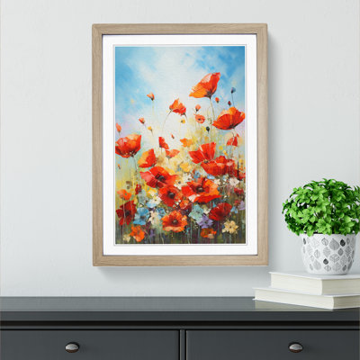 Poppy Field Action - Framed Print