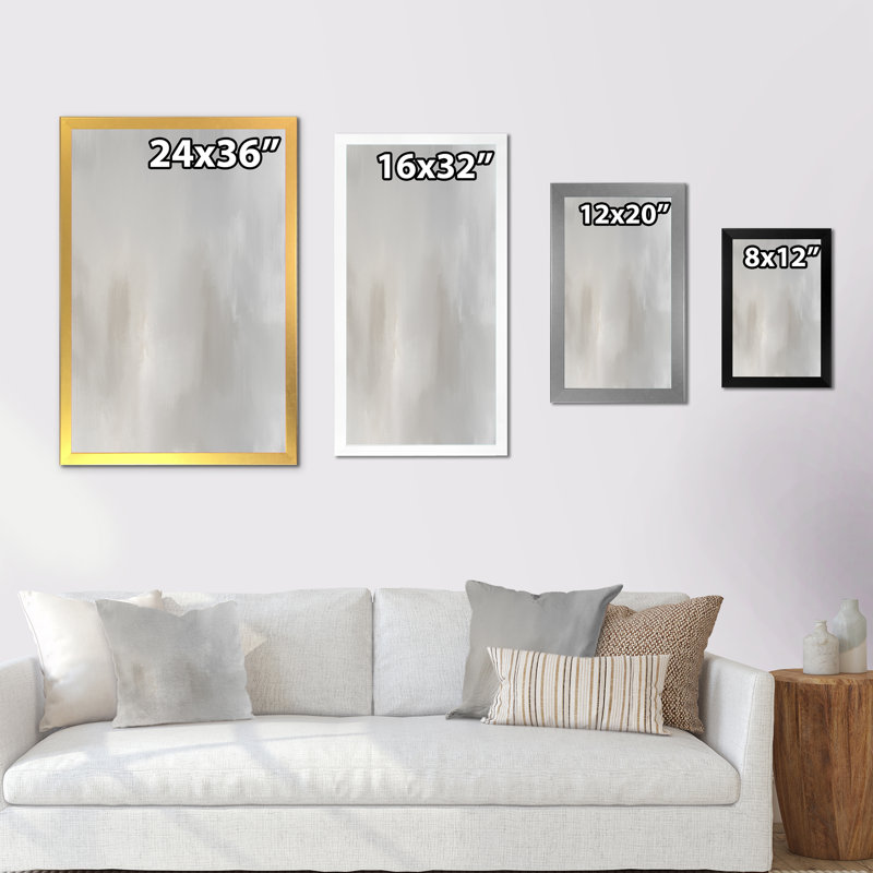 Colorfields dans les tons de gris et de beige - reproduction de cadre photo sur toile, H 20 po x l 12 po x P 1 po, Cadre noir