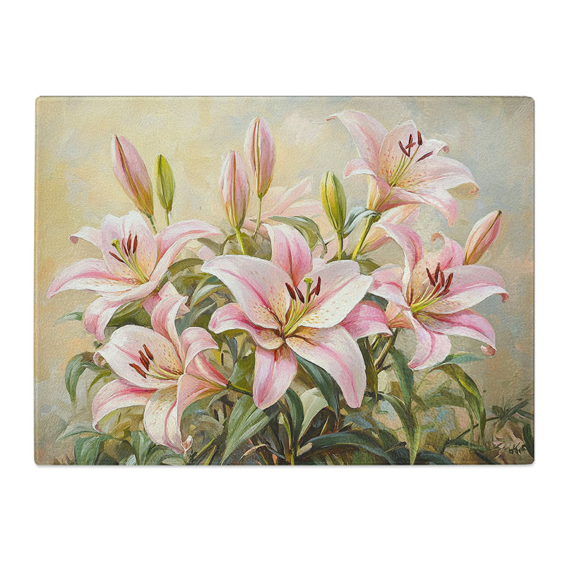 Lily Flower Portrait  Glass Chopping Board