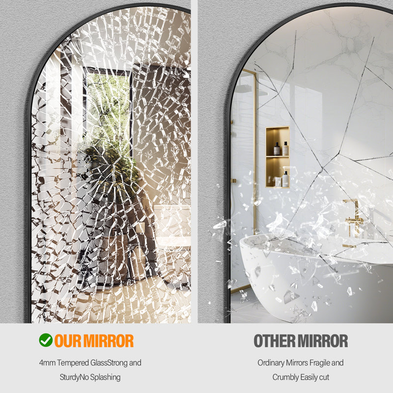 Miroir en verre trempé facile à installer (ensemble de 2), H 48 po x l 36 po
