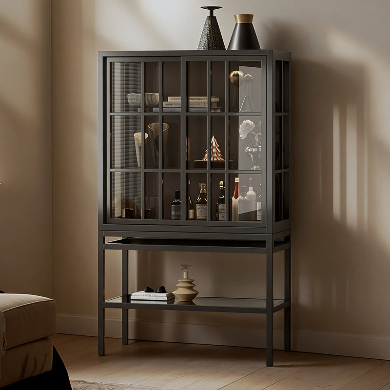 Black Solid Wood+Tempered Glass Display Cases