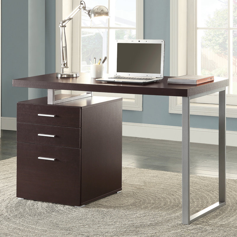 3-Drawer Reversible Office Desk(Desk), Left Hand Return, Cappuccino