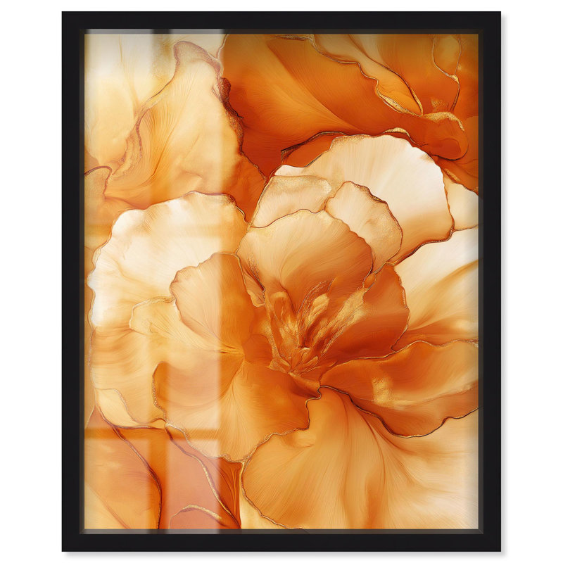 Sunlit Bloom I Shadowbox Print Floral Abstracts par Art Remedy, Noir, H 21 po x l 17 po