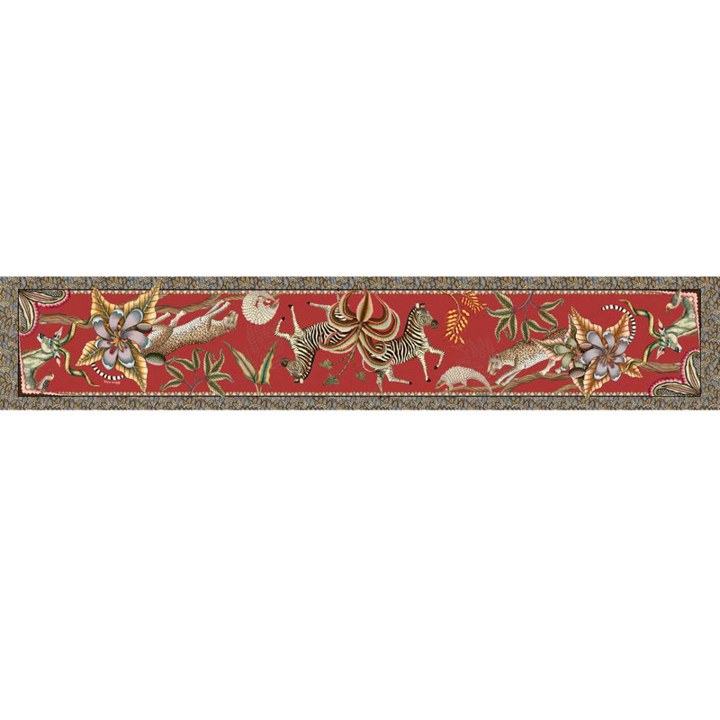 Table Runner - Pangolin Park - Small, 138'' L x 16'' W, Royal Red
