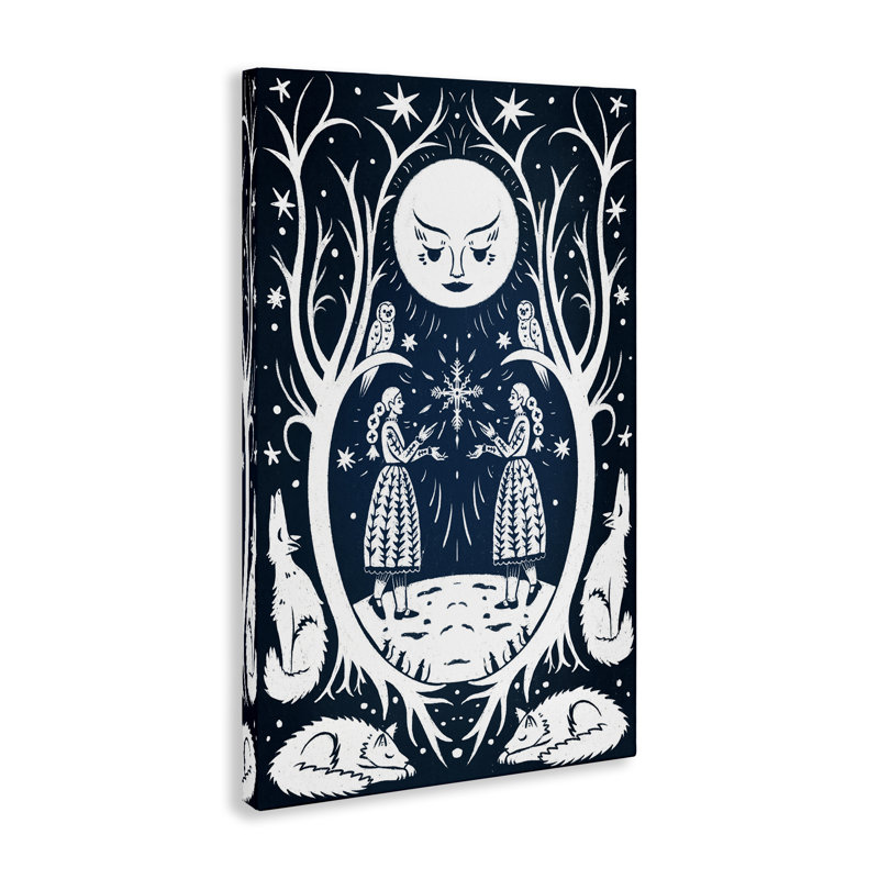 Filles des bois avec toile de lune, conception par Hannah Moren, H 24 po x l 16 po