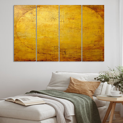 Ancient Opulence Retro Gold Abstract - Abstract Canvas Wall Art - 4 Panels