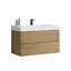 Meuble-lavabo mural de 91 cm (36 po) - Chêne, lavabo noir, rangements supplémentaires, lavabo intégré, fonctionnalité optimale