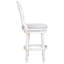 Tabouret de bar en bois blanc à haut dossier de 31 po avec siège pivotant et rond, retour à 180 degrés, pieds tournés, rembourré, repose-pieds pour restaurant en blanc, siège confortable automatique sur bois robuste,