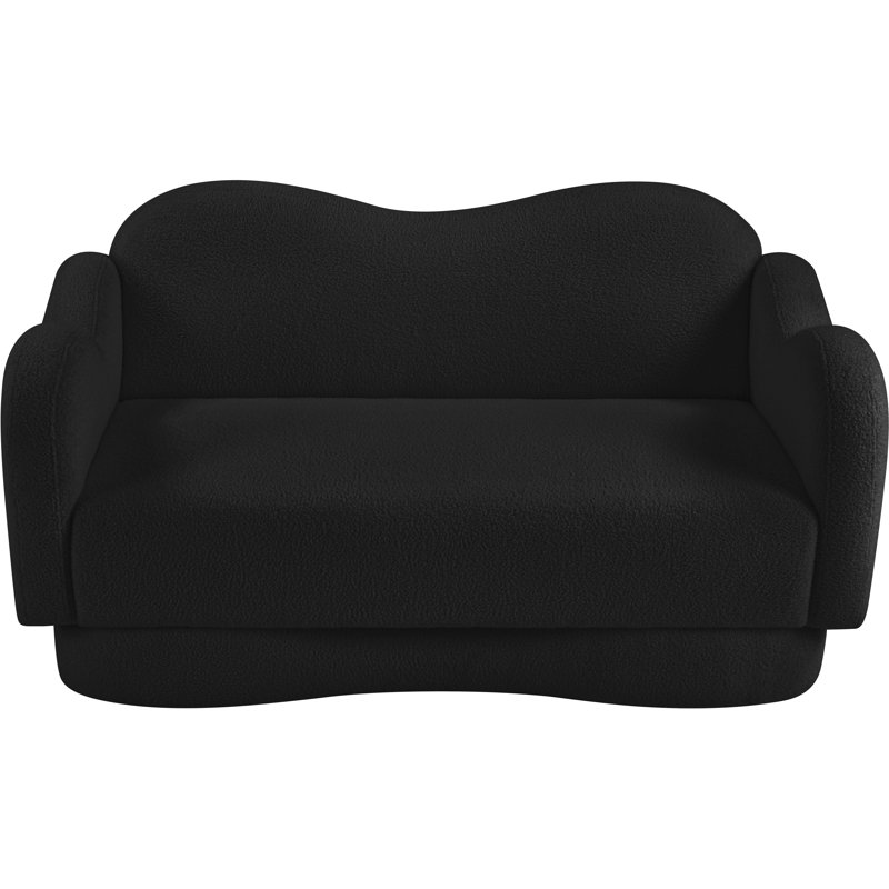 Causeuse Redwan, Tissu noir en fausse peau de mouton
