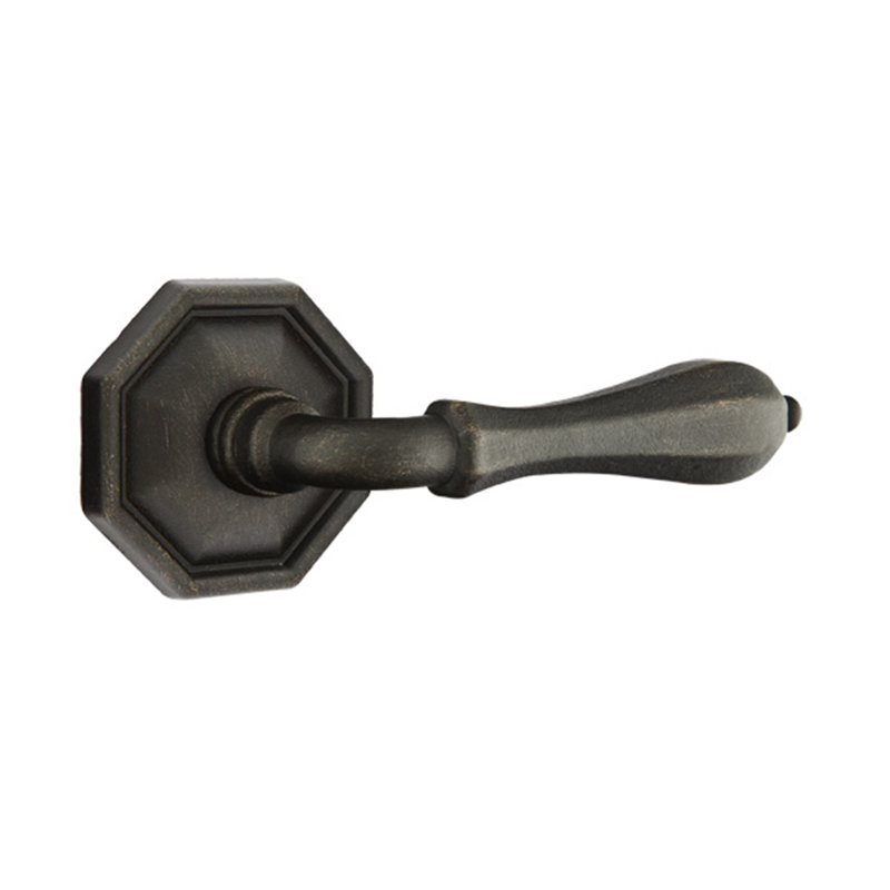 Poignée de porte Passage (Hall & Closet) avec rosette, Bronze moyen, Droite