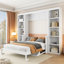 Lit escamotable en pin massif blanc avec bureau pliable et rangement pour bibliothèque, armoire de lit murale peu encombrante avec support en lattes de bois pour le bureau à domicile ou la chambre d'amis-1963838267-1976155769