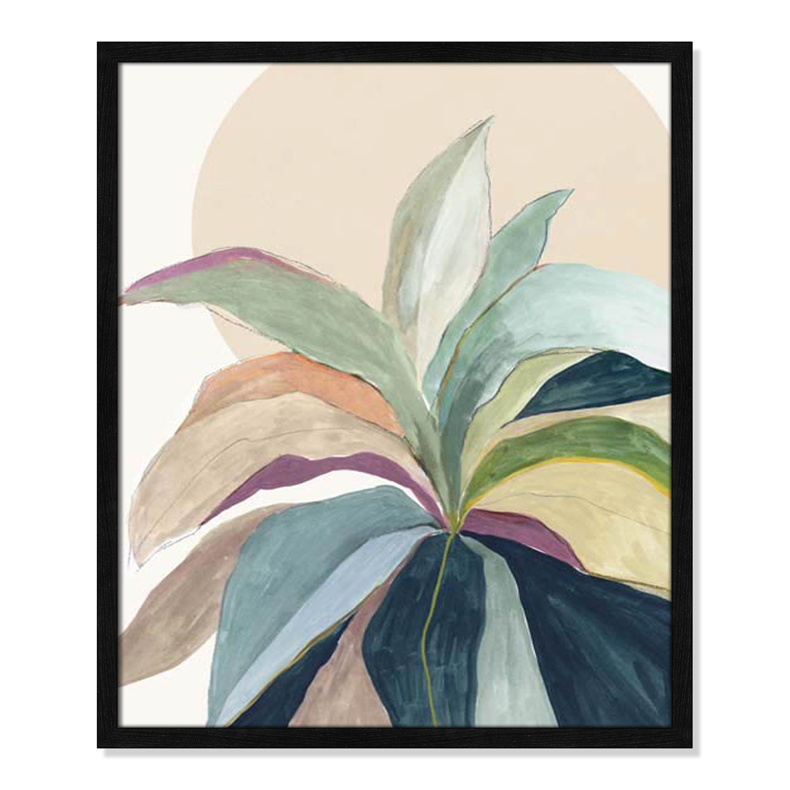 Sunny Bright Leaves II by Asia Jensen, Black Slim Unmatted Picture Framed, 25.5" H x 21.5" W x 0.75" D