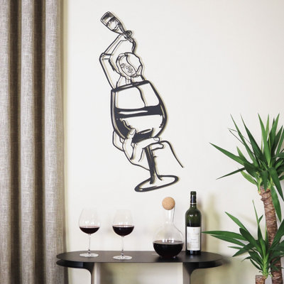 Accessoire mural décoratif en métal, noir | 100% acier, épaisseur: 0,05 pouce | Dimensions: 12,9 po x 27,2 po | Léger à 0,9 lb | Parfait pour la décoration intérieure, le bureau ou le mur d'une galerie | Design moderne et élégant