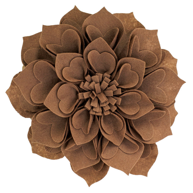 Floral Pillow Cover, 16" x 16", Mocha