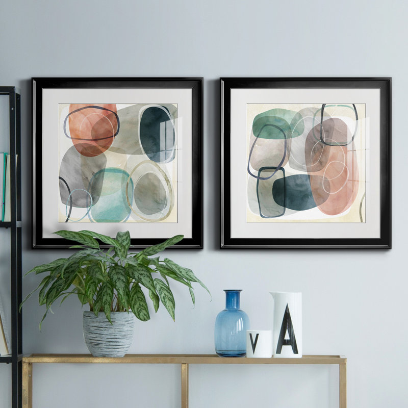 Oblique I - ensemble de 2 peintures encadrées, H 17,5 po x l 35 po x P 1,5 po, Noir
