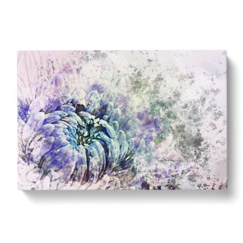 Lilac & Blue Chrysanthemum In Abstract - Wrapped Canvas Painting, 60cm H x 91cm W x 3cm D