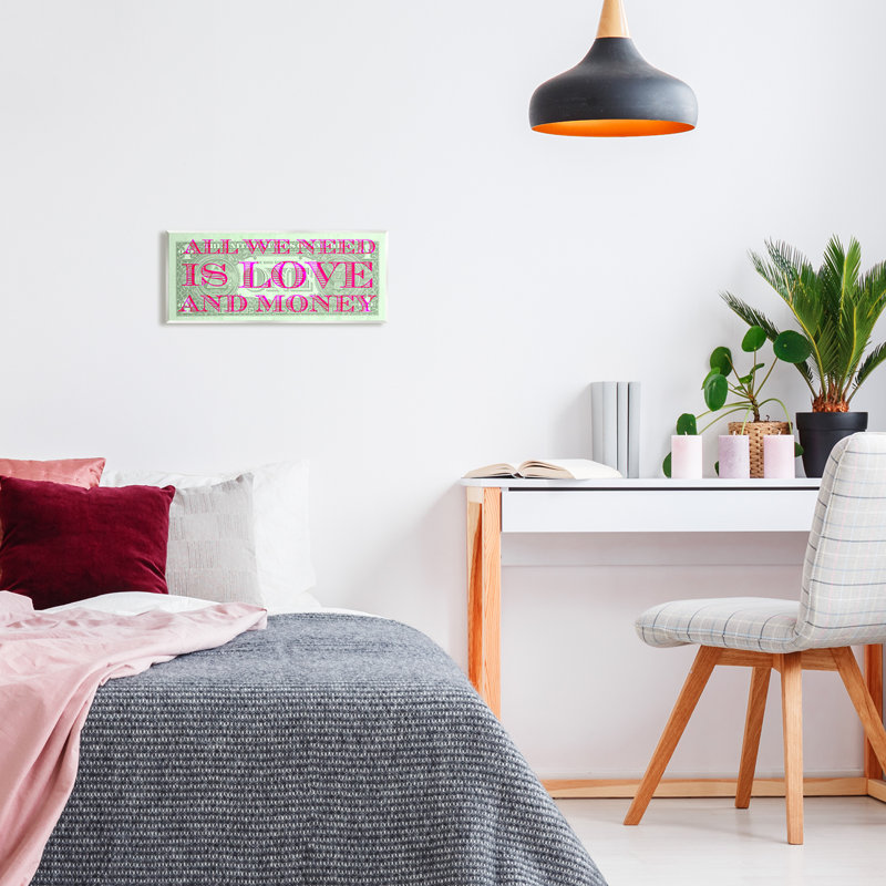 All All Need Is Love and Argent par Lil 'Rue - impression, H 7 po x l 17 po x P 0,5 po, Bois