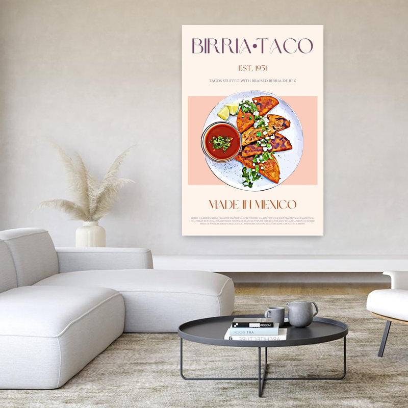 Authentique art mural traditionnel Birria Tacos, H 60 po x l 40 po