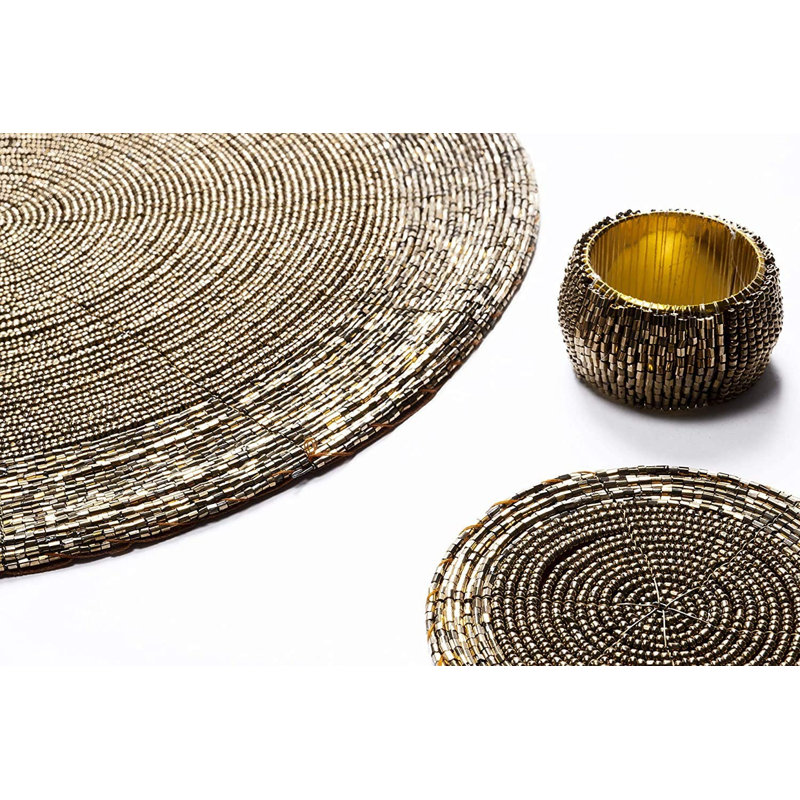 Dex Glass No Pattern Round Placemat, Antique Gold 