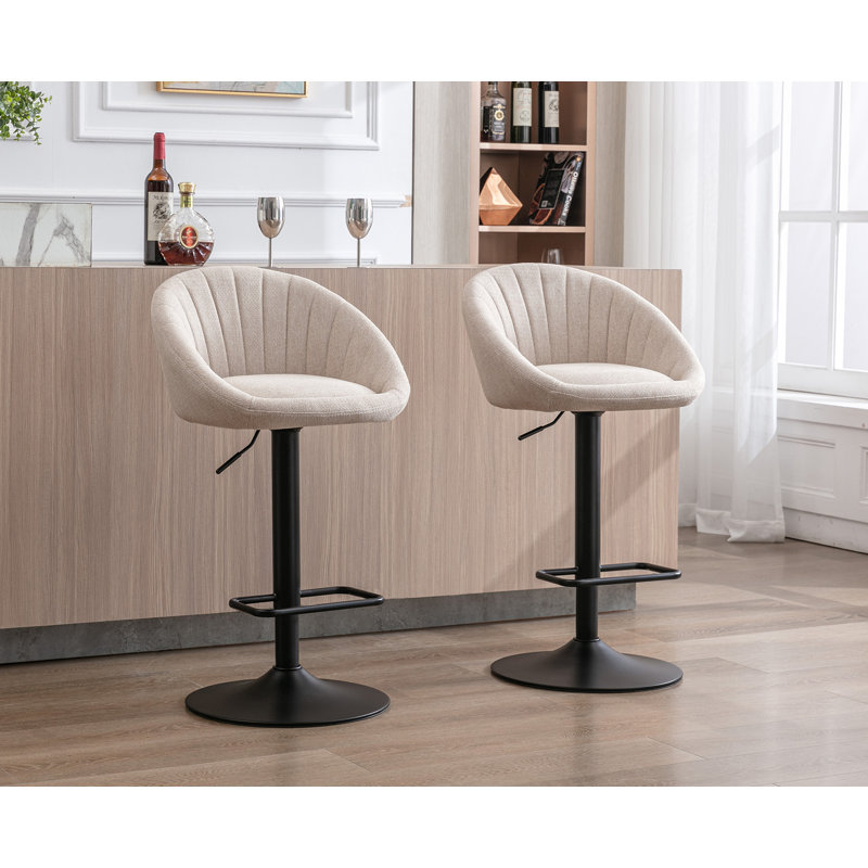 Tabouret de bar pivotant à hauteur réglable, Beige